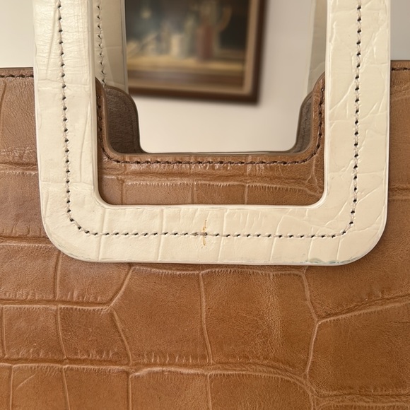 STAUD Shirley Tote Bag in Taupe & Cream Croc Embossed Leather - Picture 3 of 5
